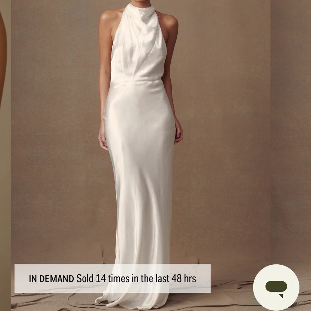 ESTHER - Iridescent Satin Cowl Maxi Dress - Ivory